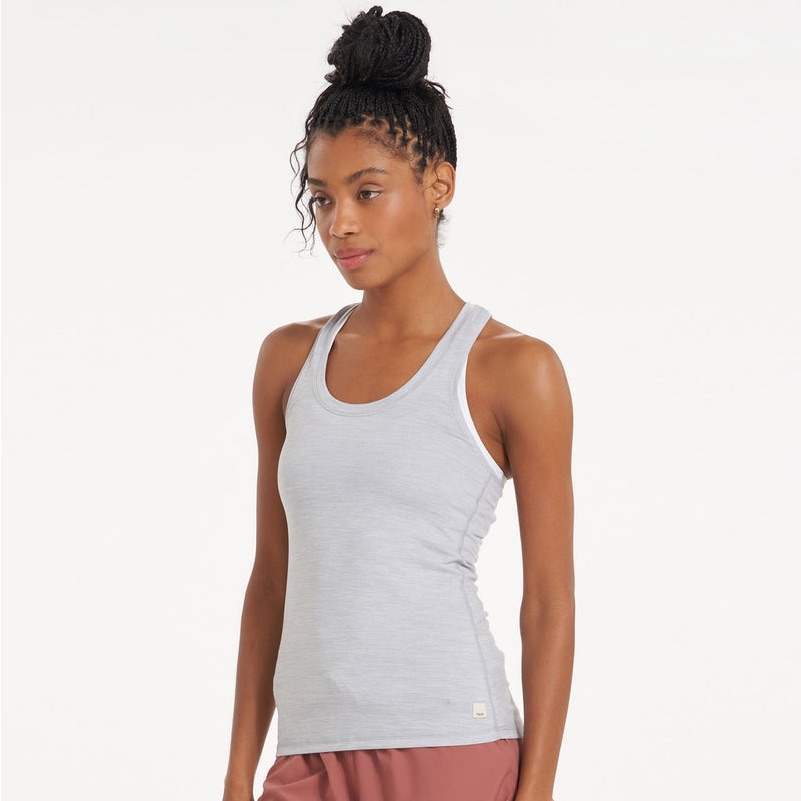 Womens M Vuori Lux Performance Tank Platinum Heather